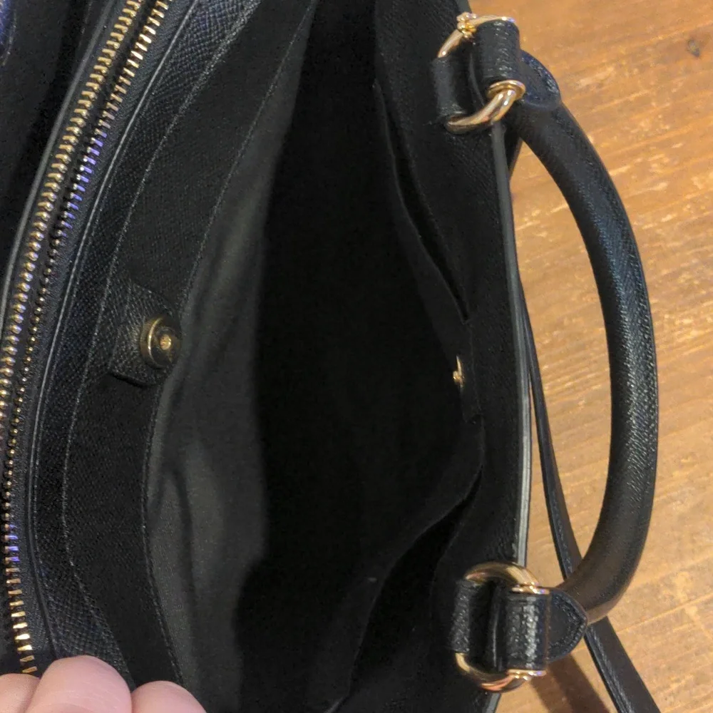 Coach Lillie Carryall Black Crossgrain Leather Satchel Crossbody Bag - Picture 9 of 13